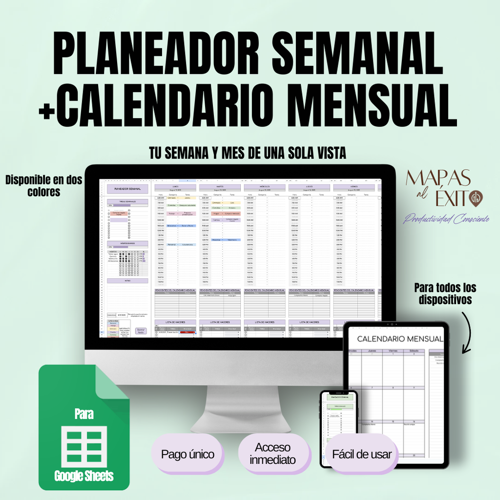 Planeador Semanal + Calendario Mensual