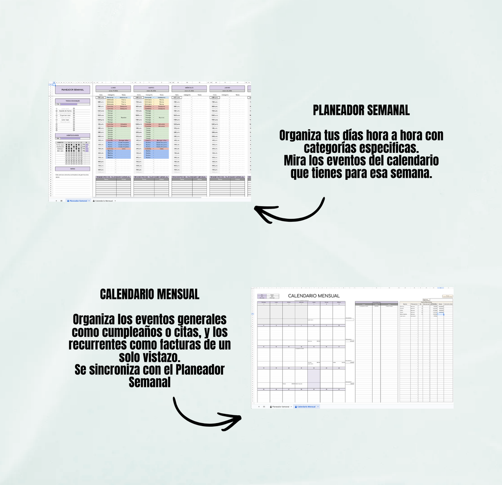 Planeador Semanal + Calendario Mensual