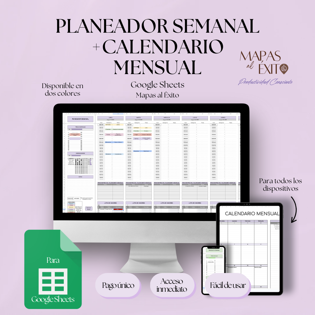 Planeador Semanal + Calendario Mensual - Asistente Personal Digital