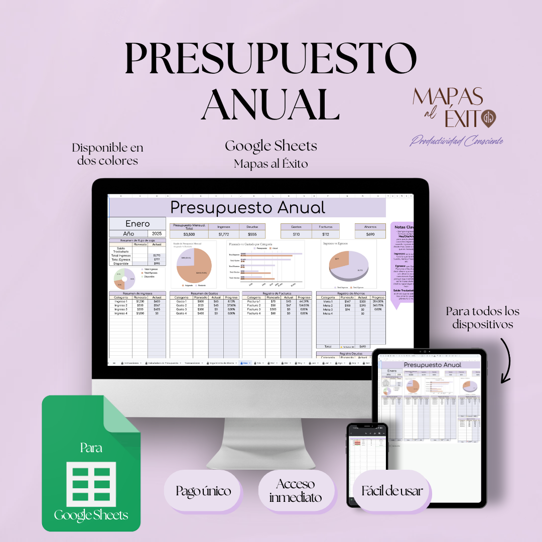 Presupuesto Anual Avanzado- Montos Flexibles para cada Mes