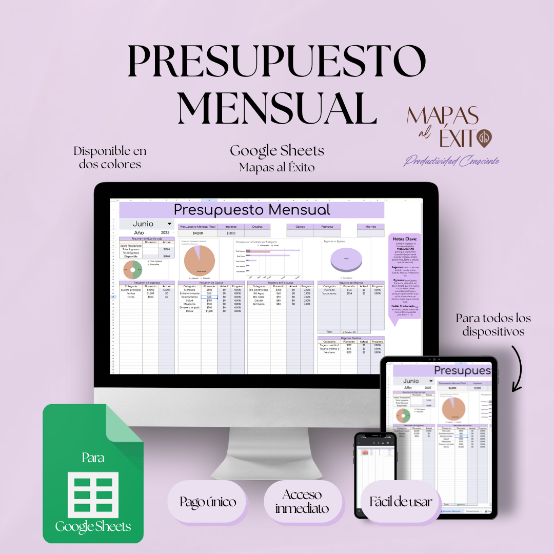 Presupuesto Mensual - Google Sheets